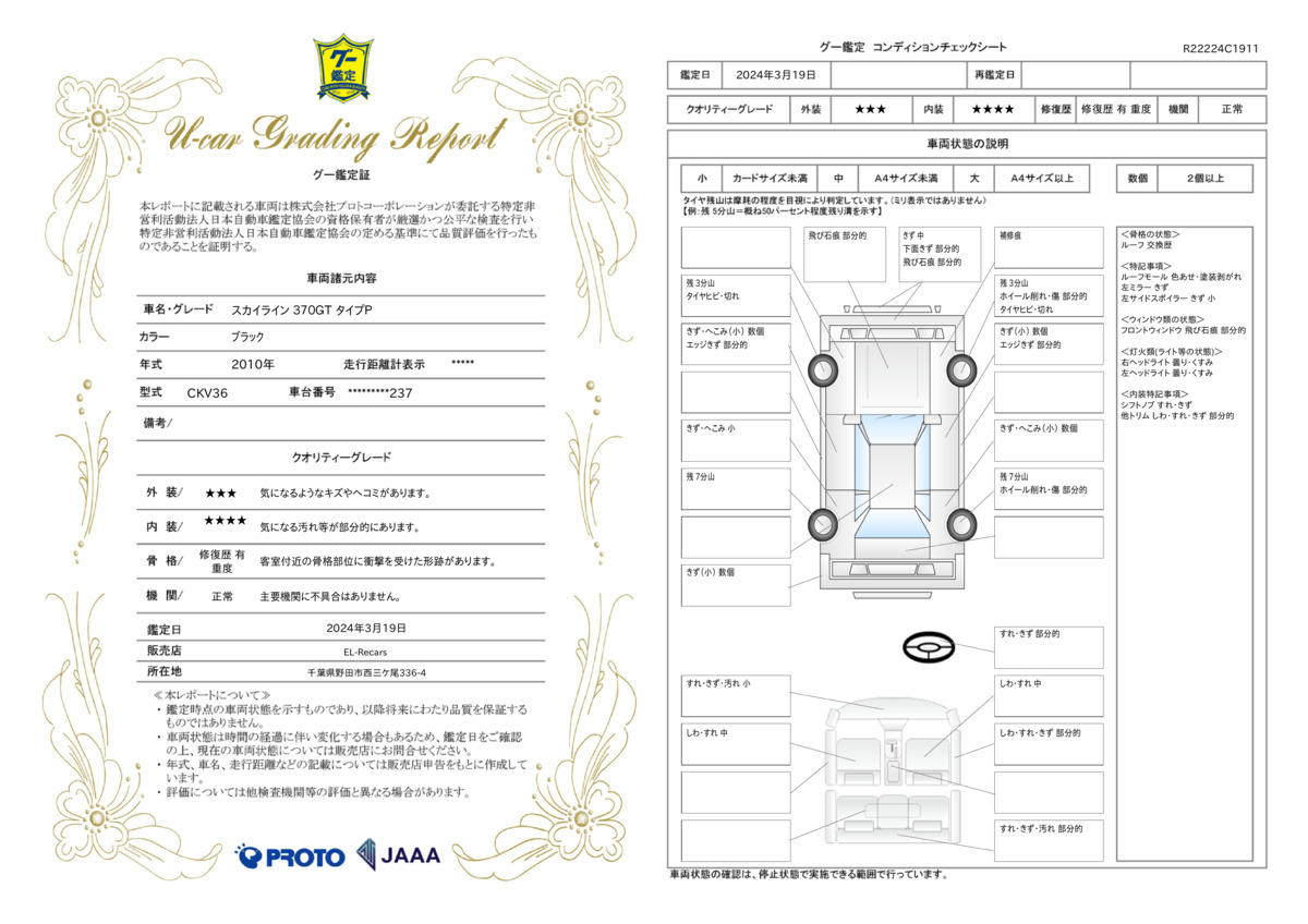 車両状態評価書