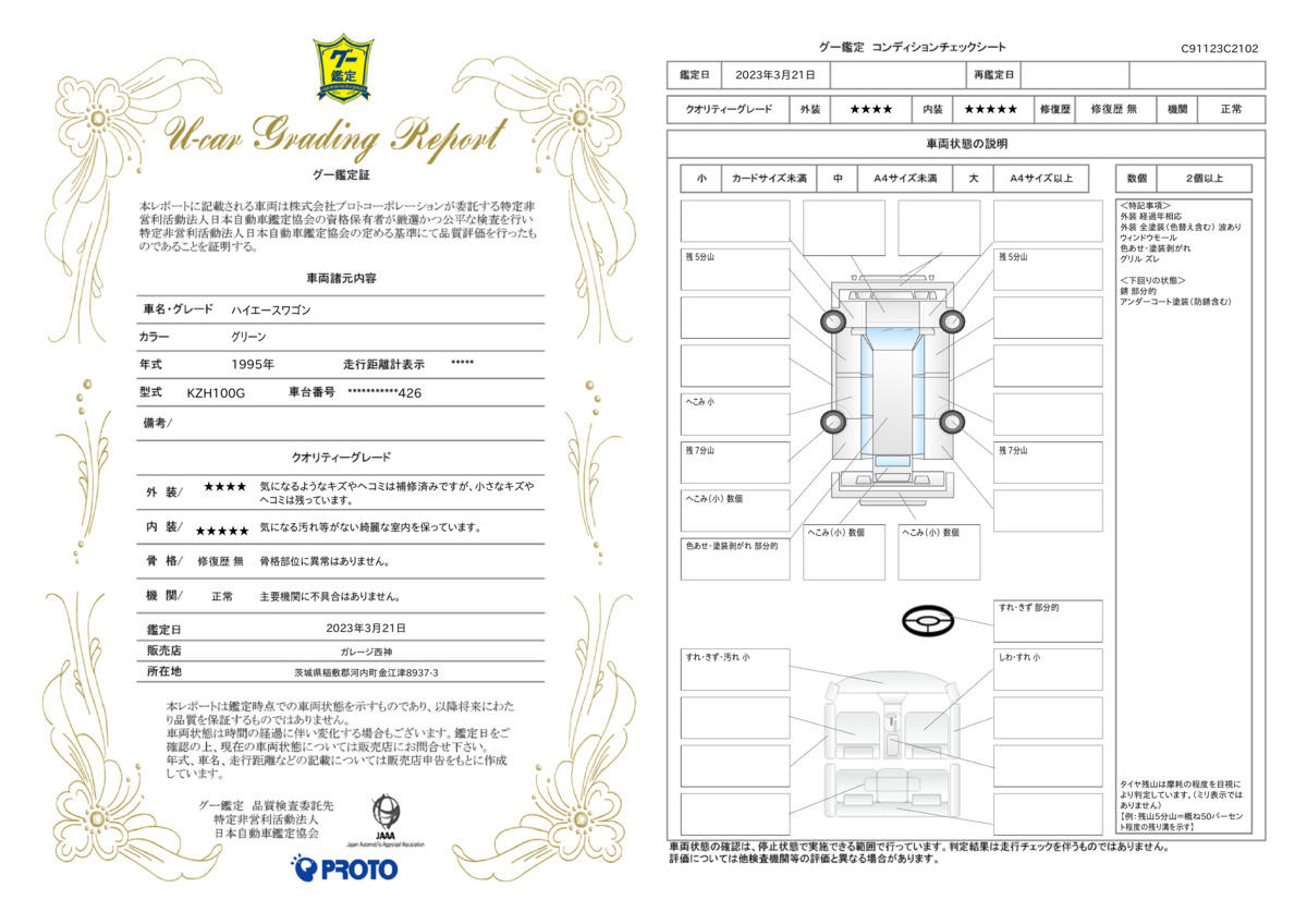 車両状態評価書