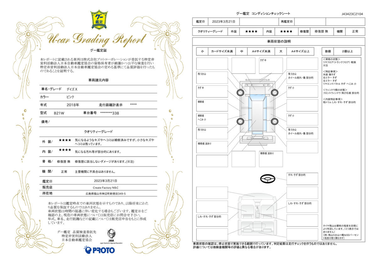 車両状態評価書