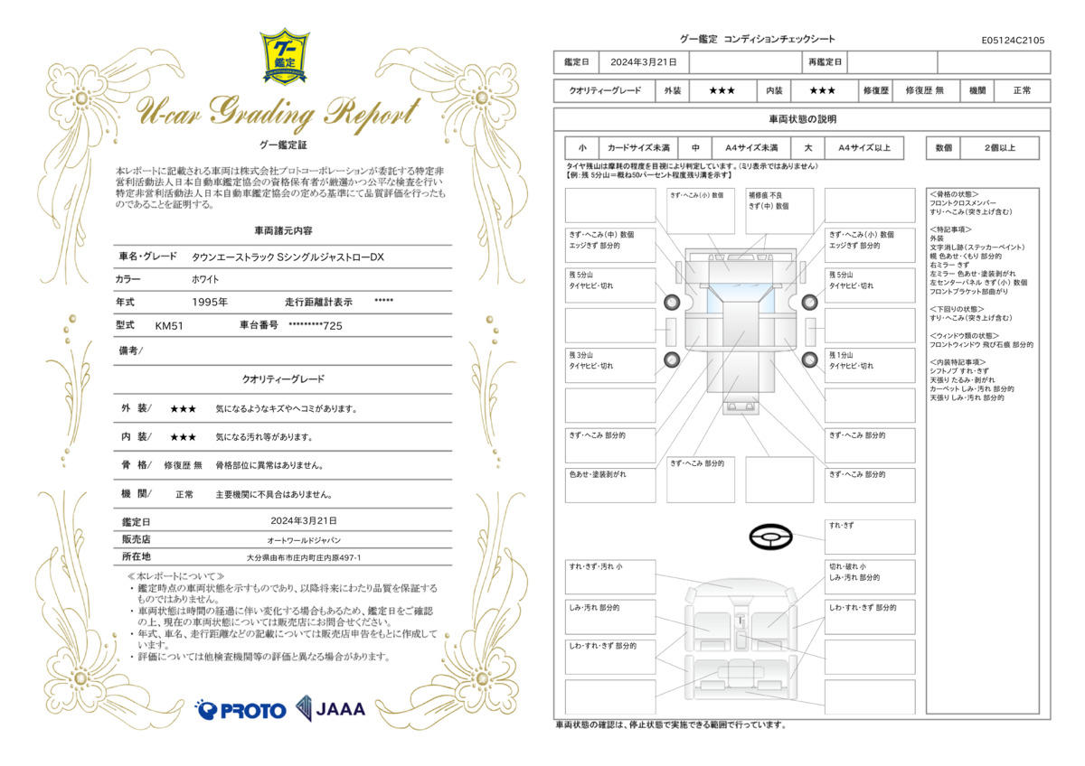 車両状態評価書