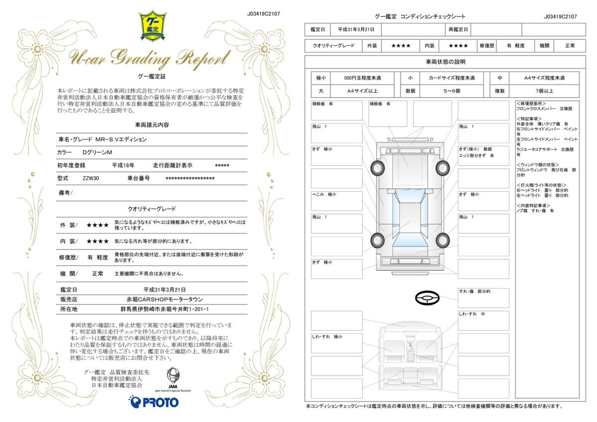 車両状態評価書