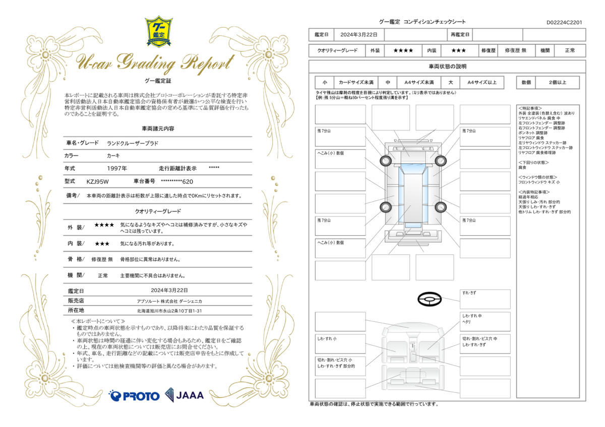 車両状態評価書