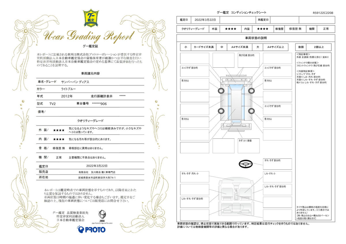 車両状態評価書