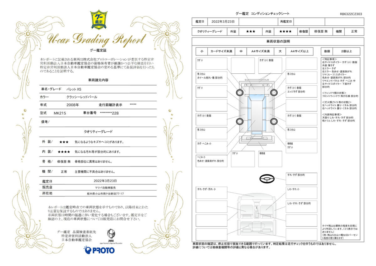 車両状態評価書