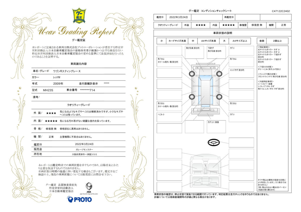 車両状態評価書