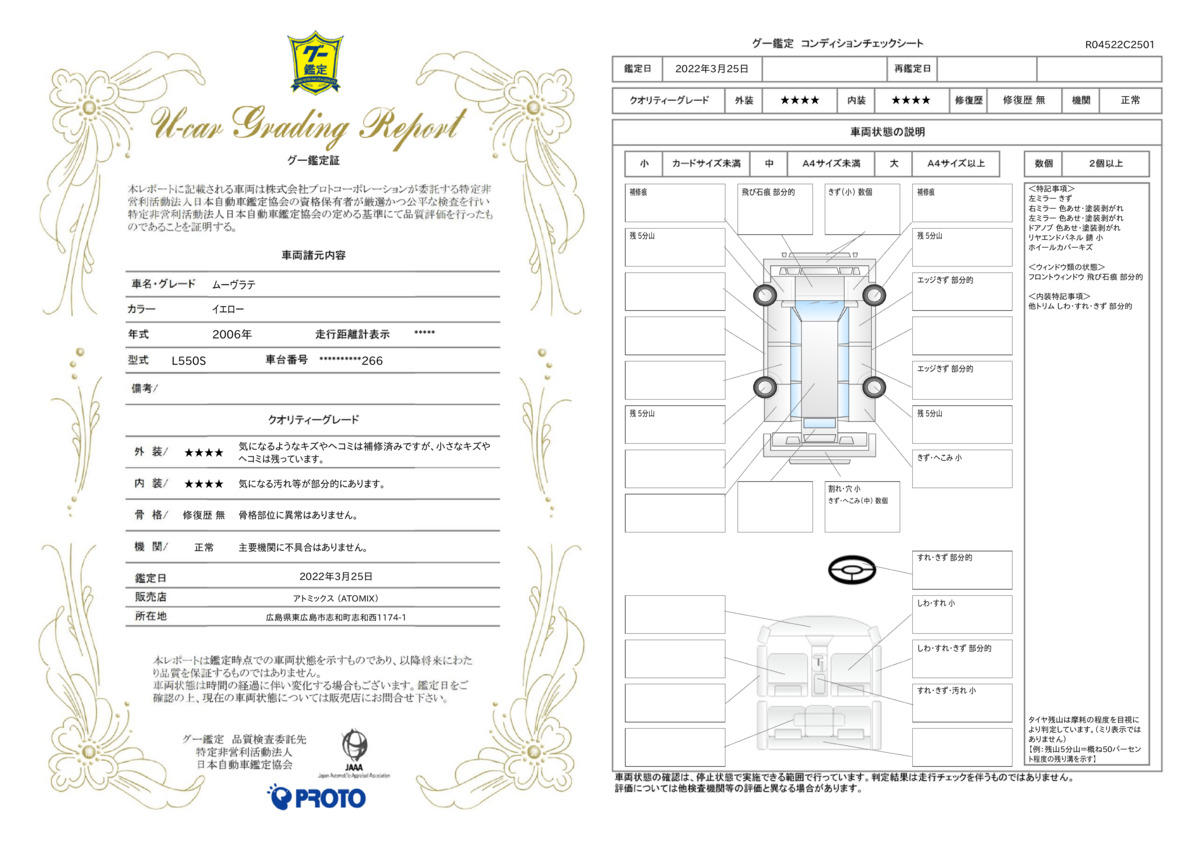 車両状態評価書