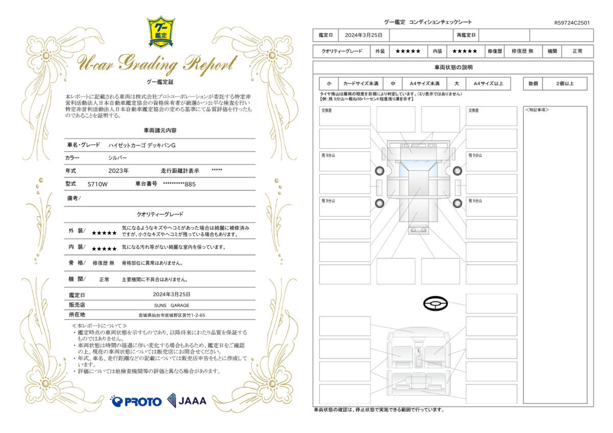 車両状態評価書