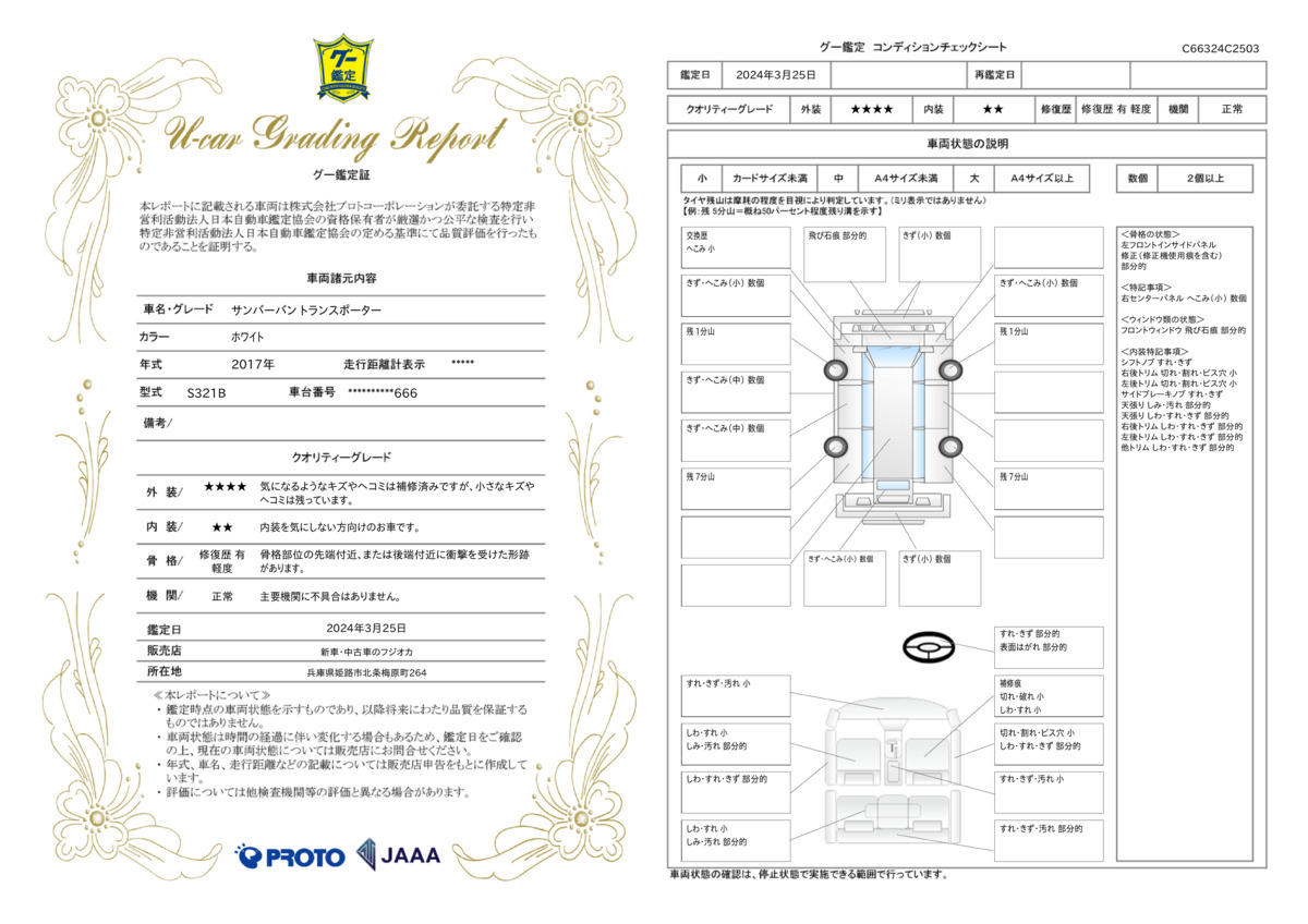 車両状態評価書