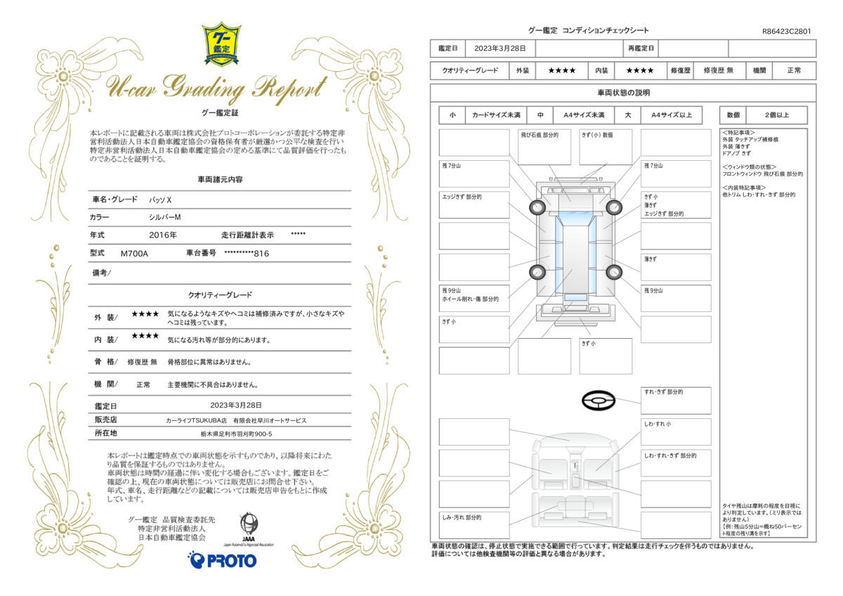 車両状態評価書