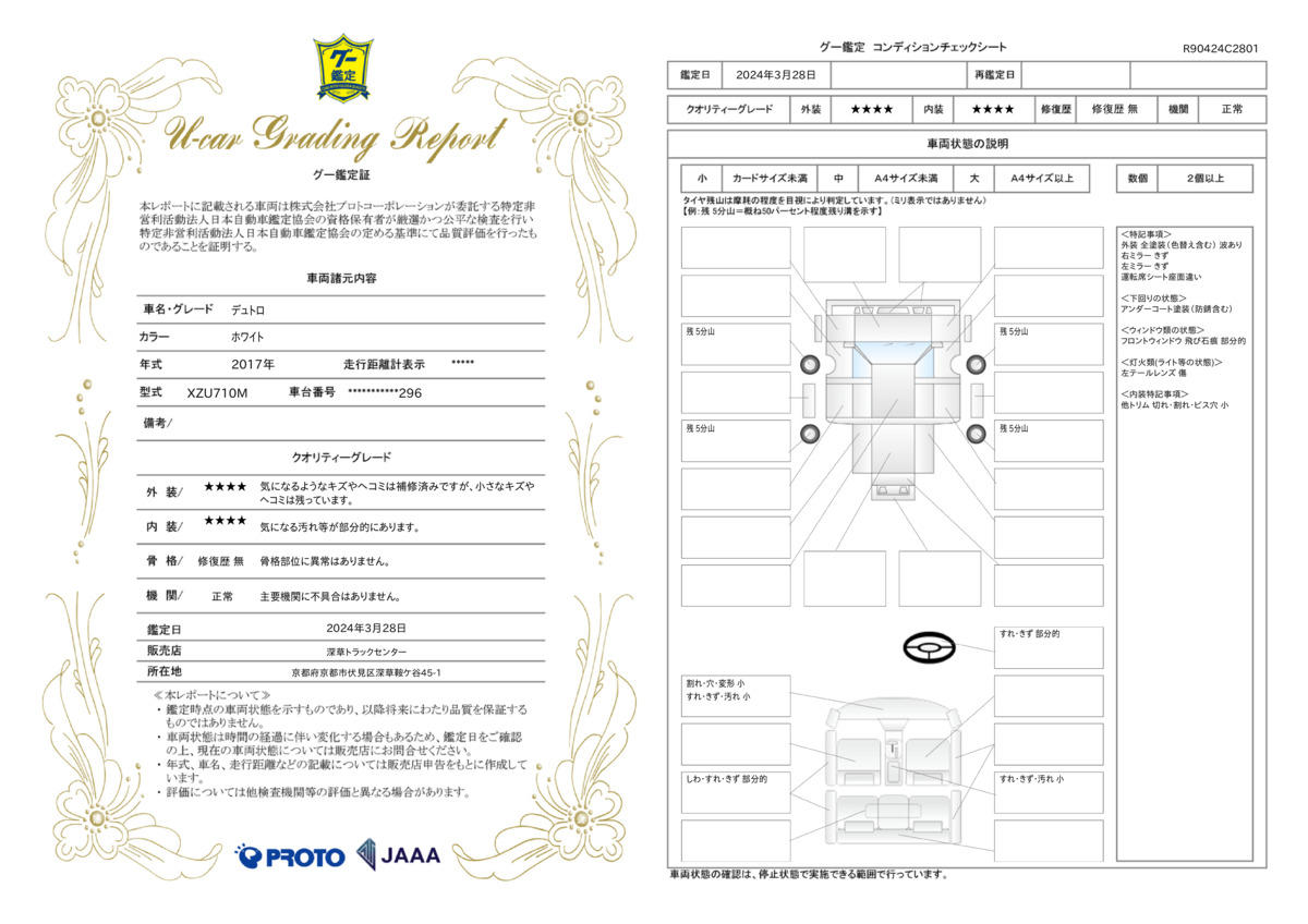 車両状態評価書