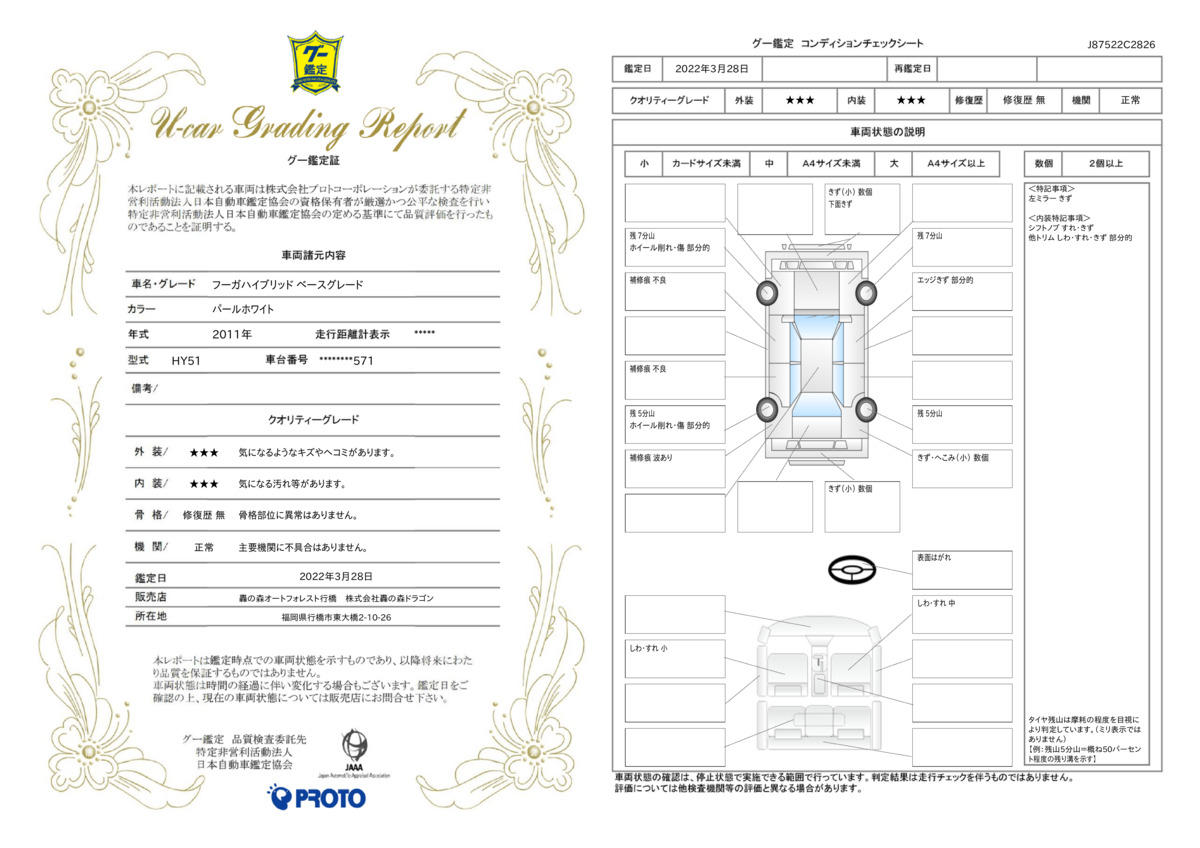 車両状態評価書