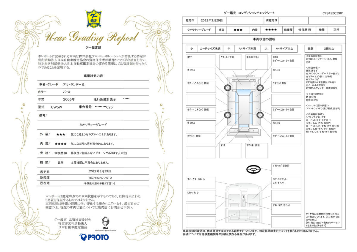 車両状態評価書