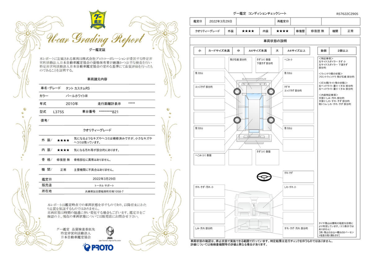 車両状態評価書