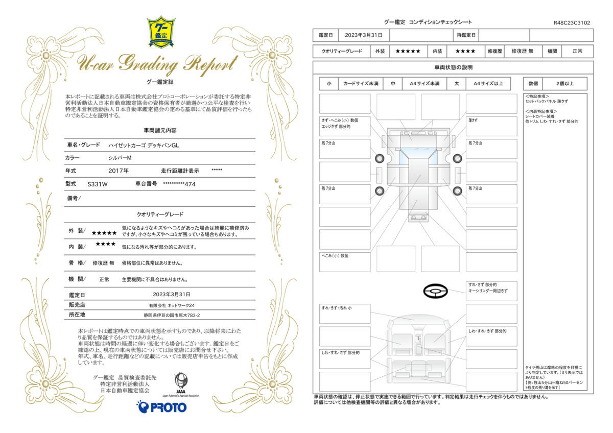 車両状態評価書