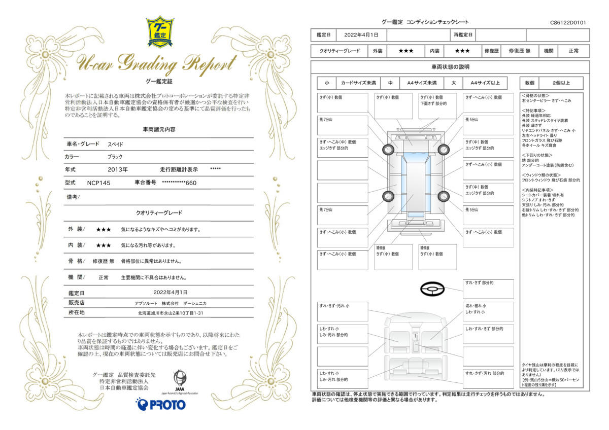 車両状態評価書