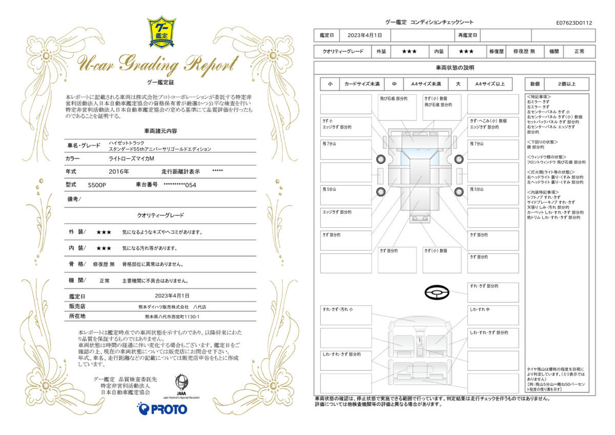 車両状態評価書