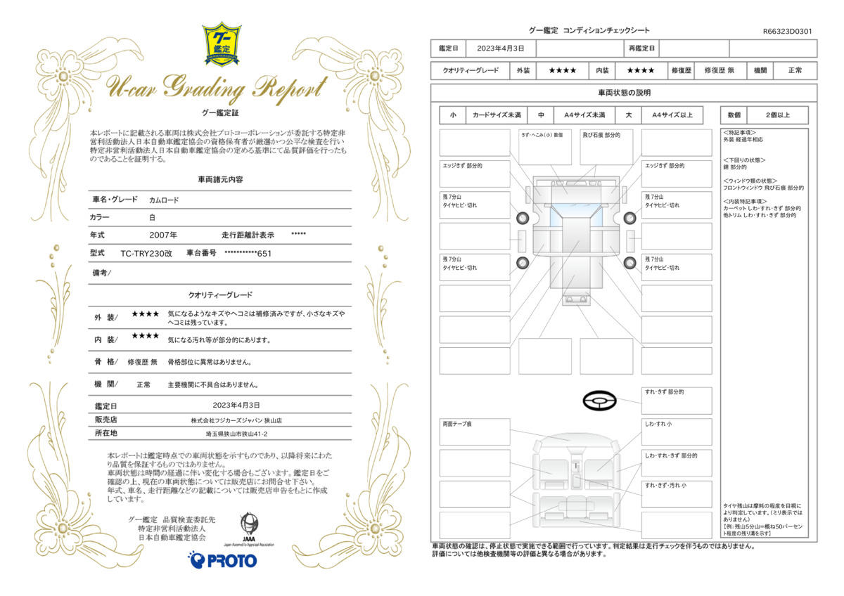 車両状態評価書