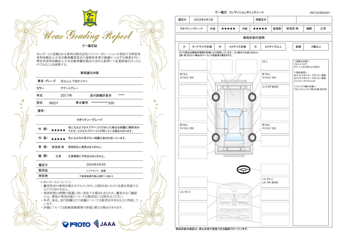 車両状態評価書