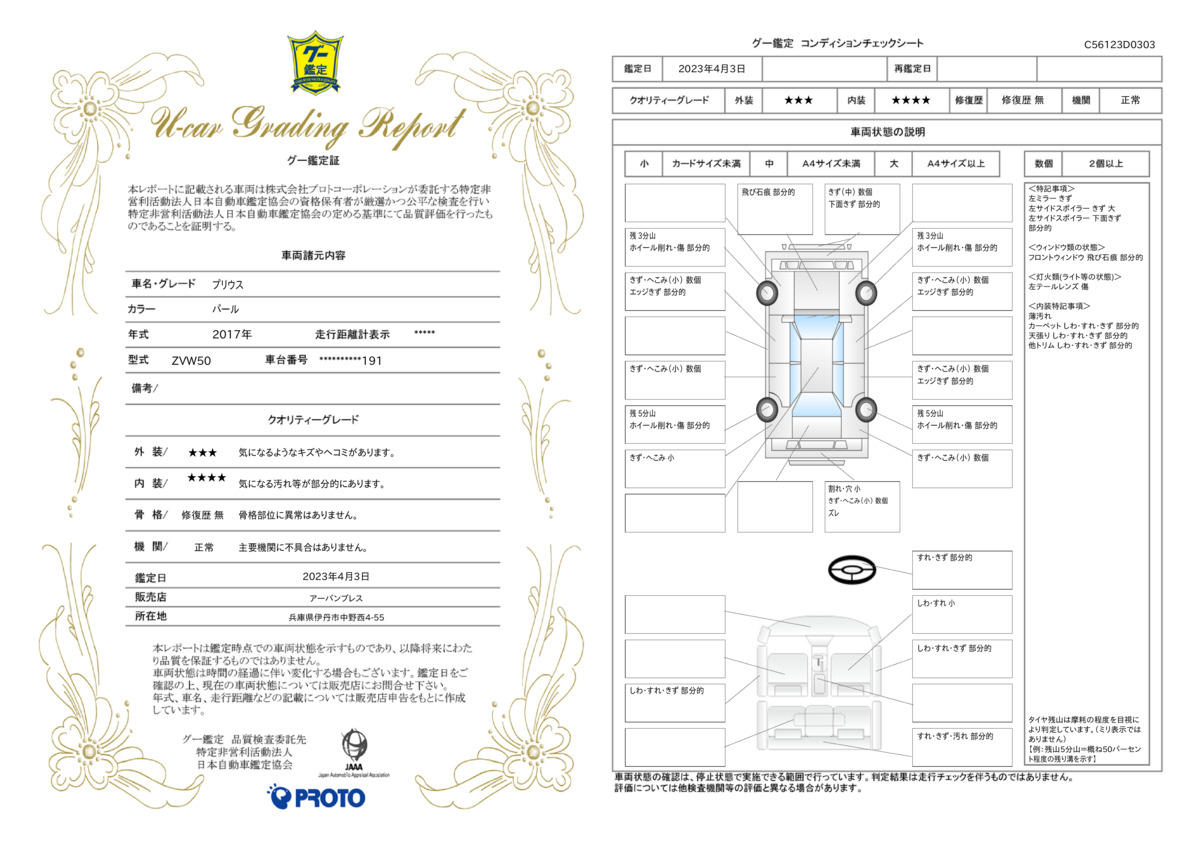 車両状態評価書