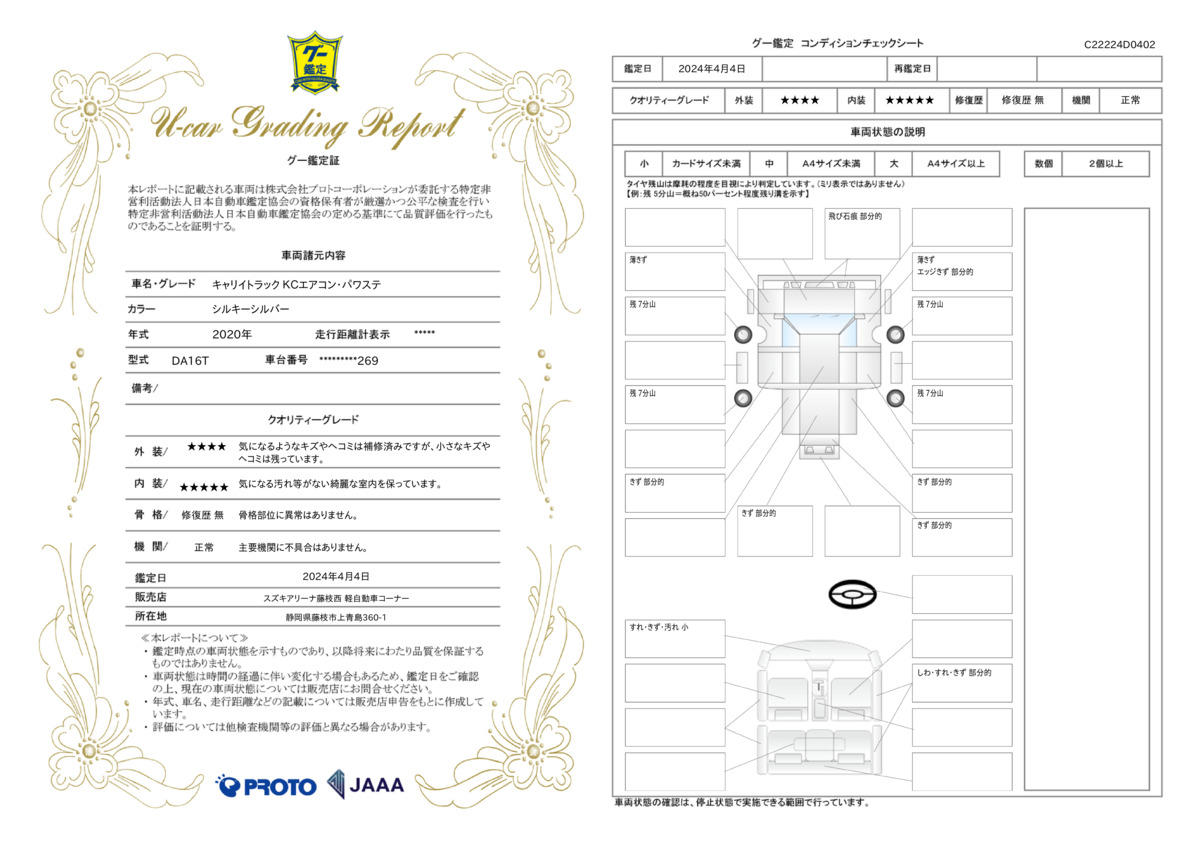 車両状態評価書