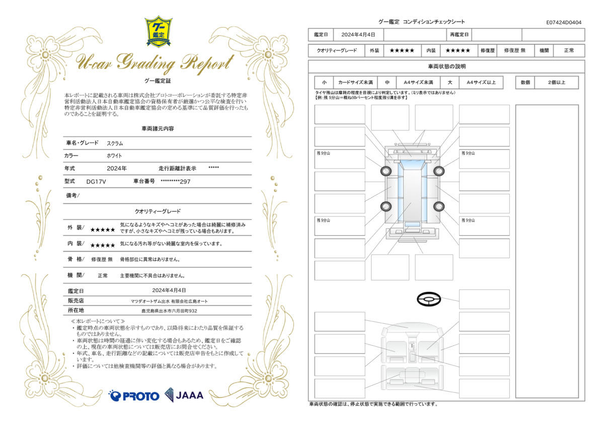 車両状態評価書