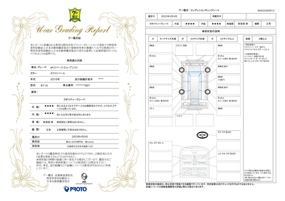 車両状態評価書