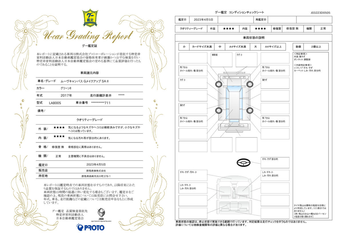 車両状態評価書