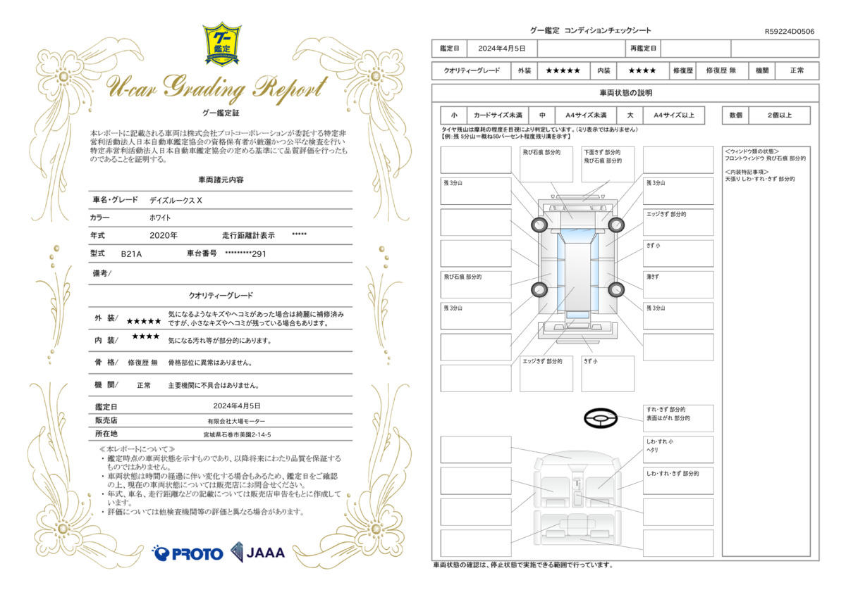 車両状態評価書