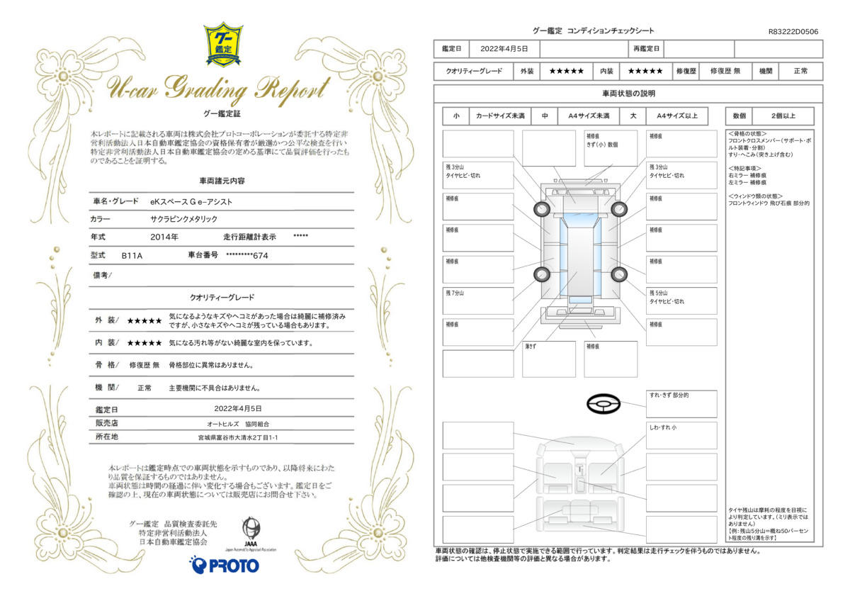 車両状態評価書