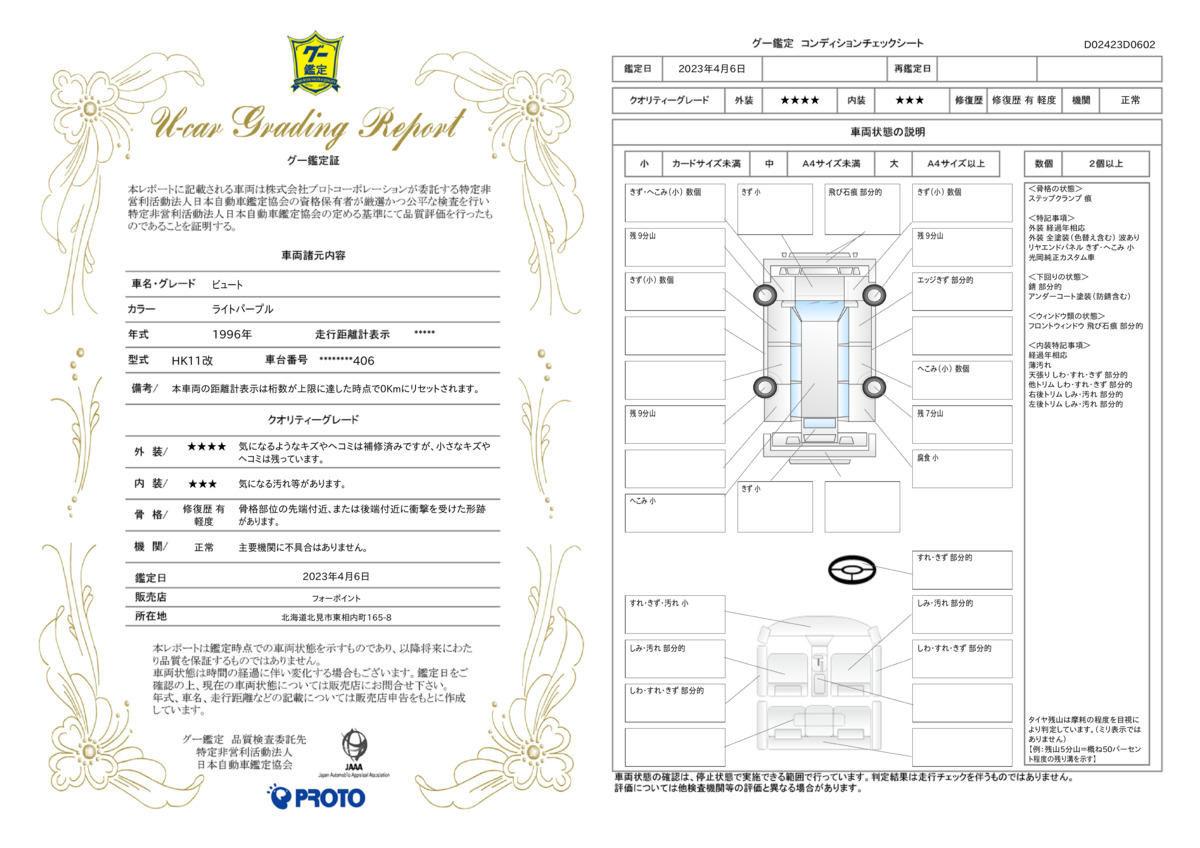 車両状態評価書