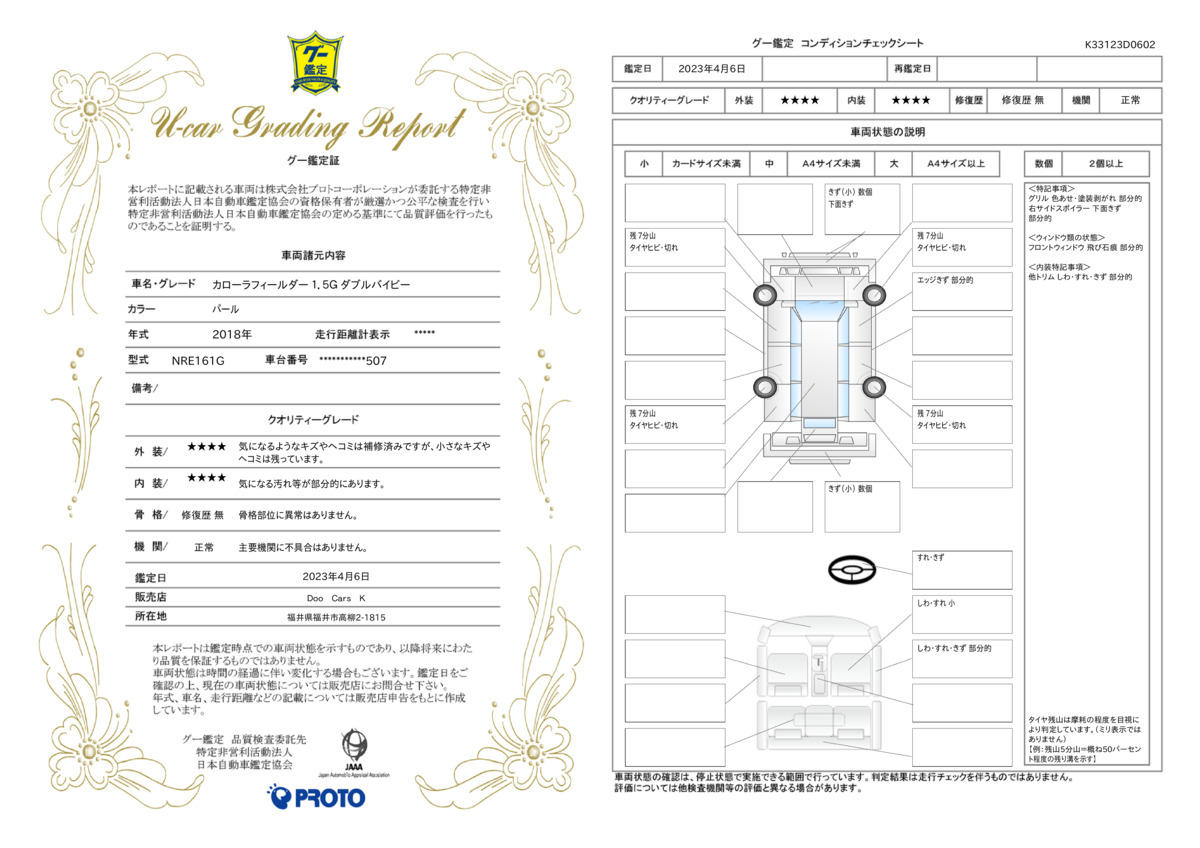 車両状態評価書