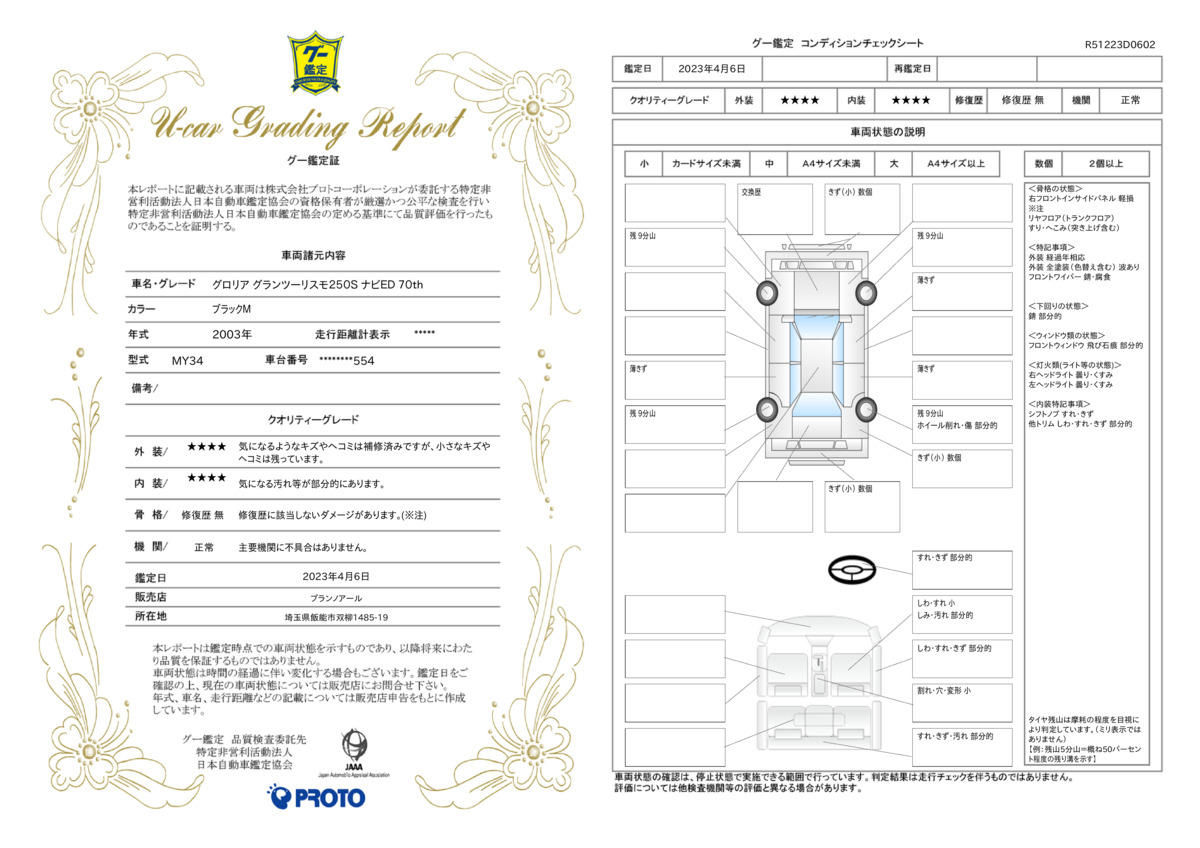 車両状態評価書