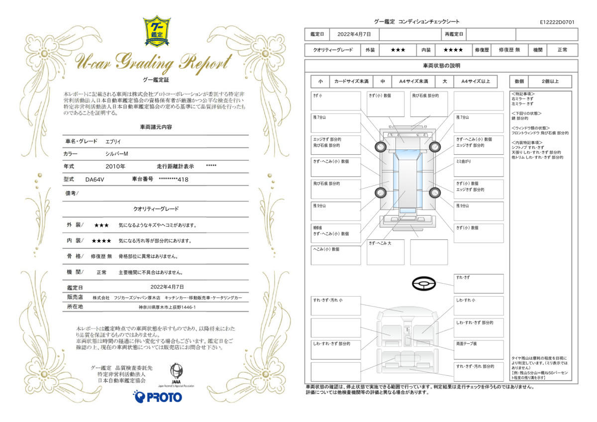 車両状態評価書