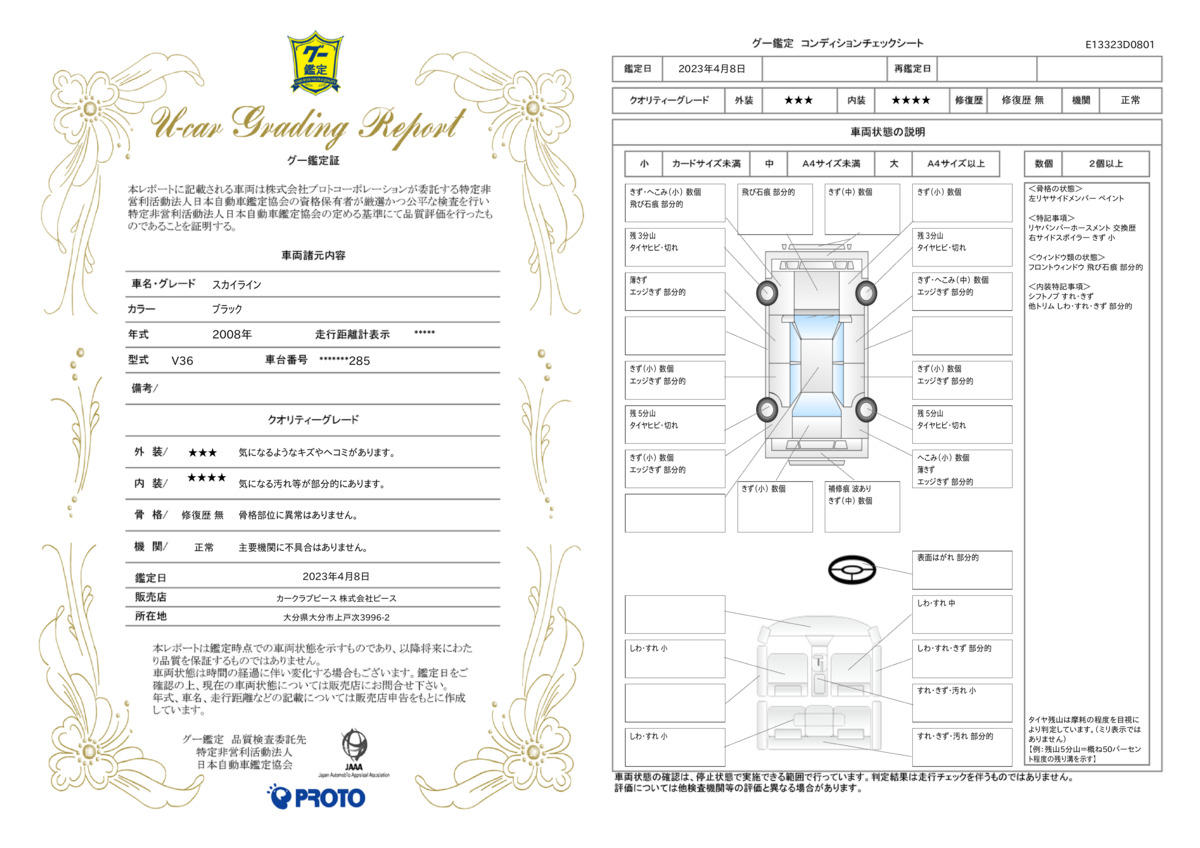 車両状態評価書