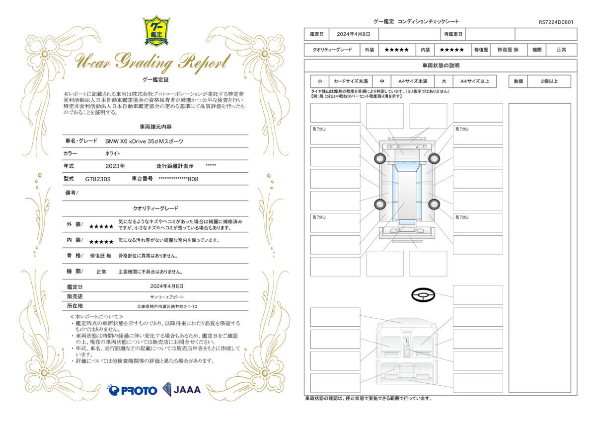 車両状態評価書