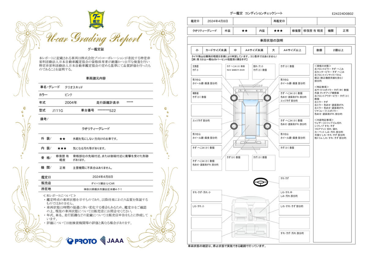 車両状態評価書