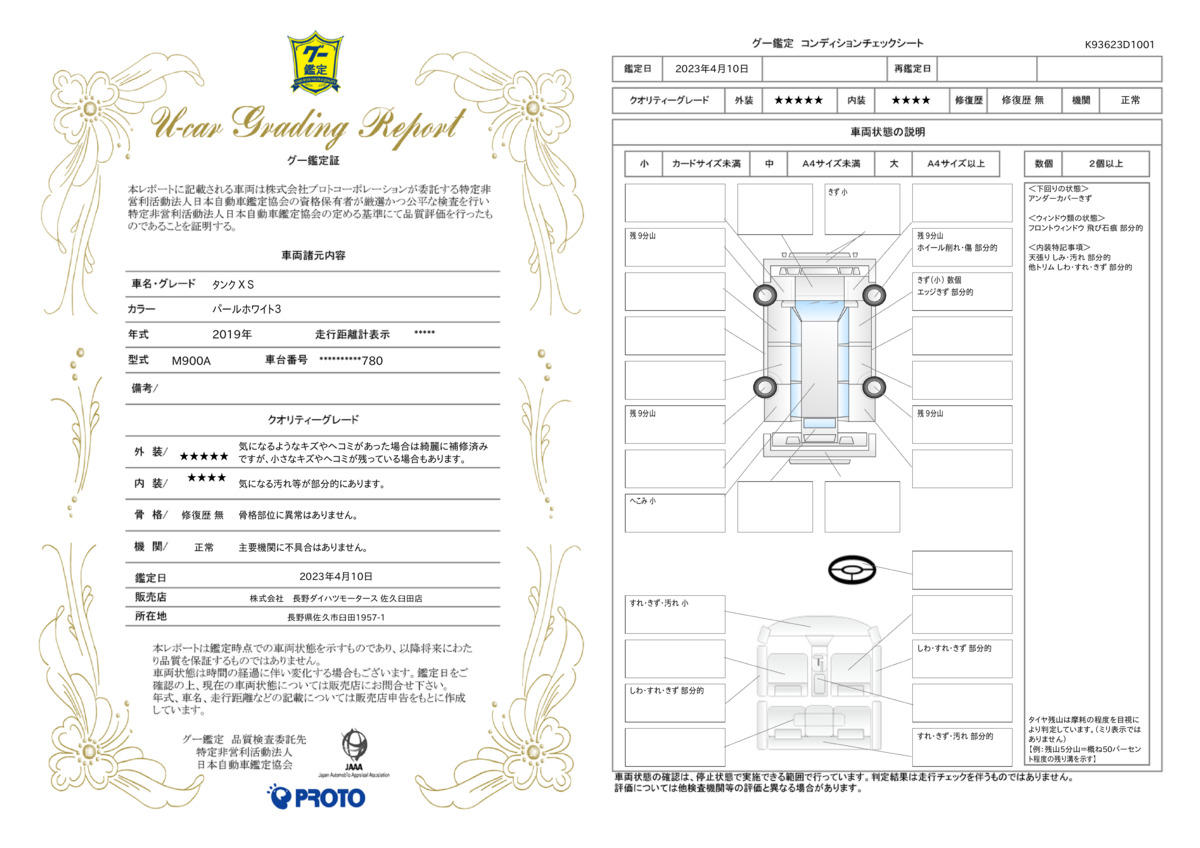 車両状態評価書