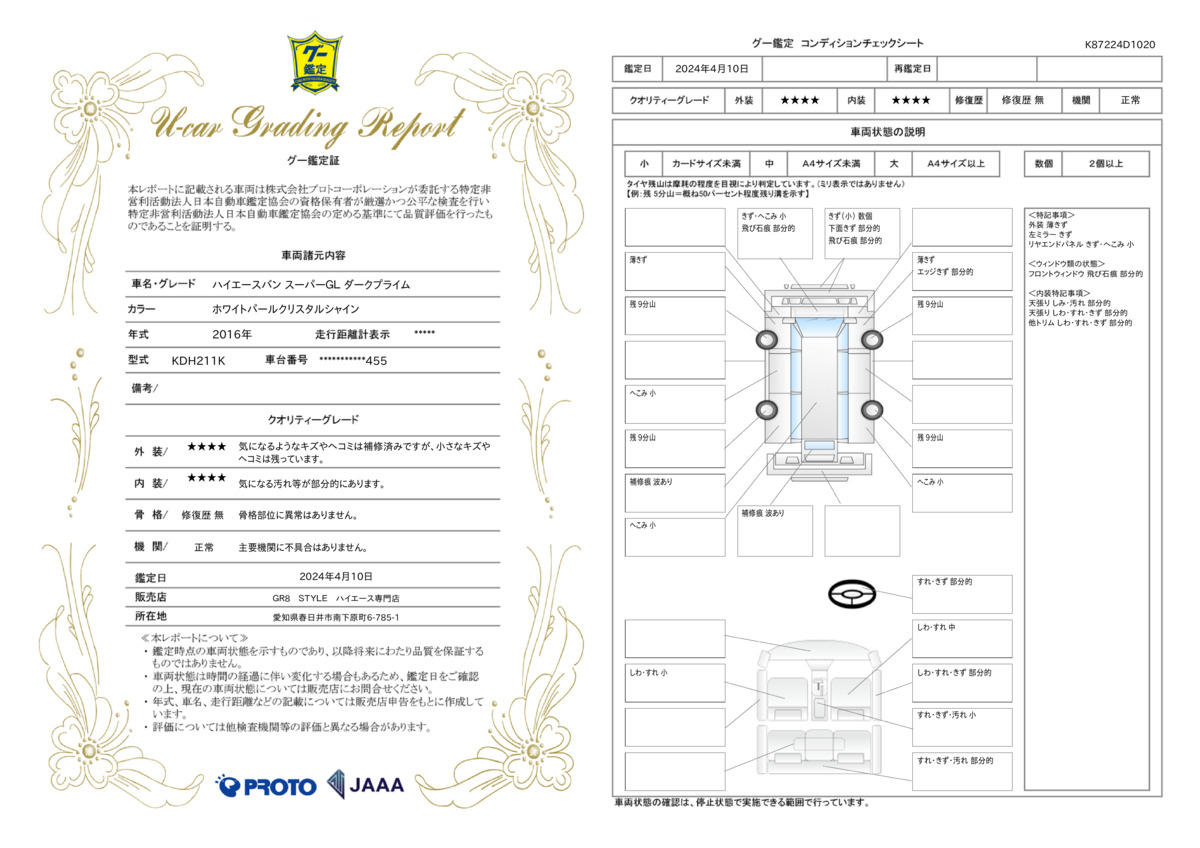 車両状態評価書