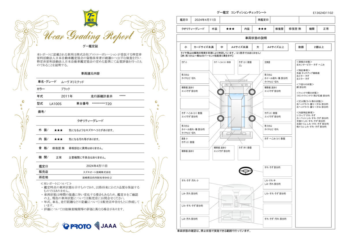 車両状態評価書