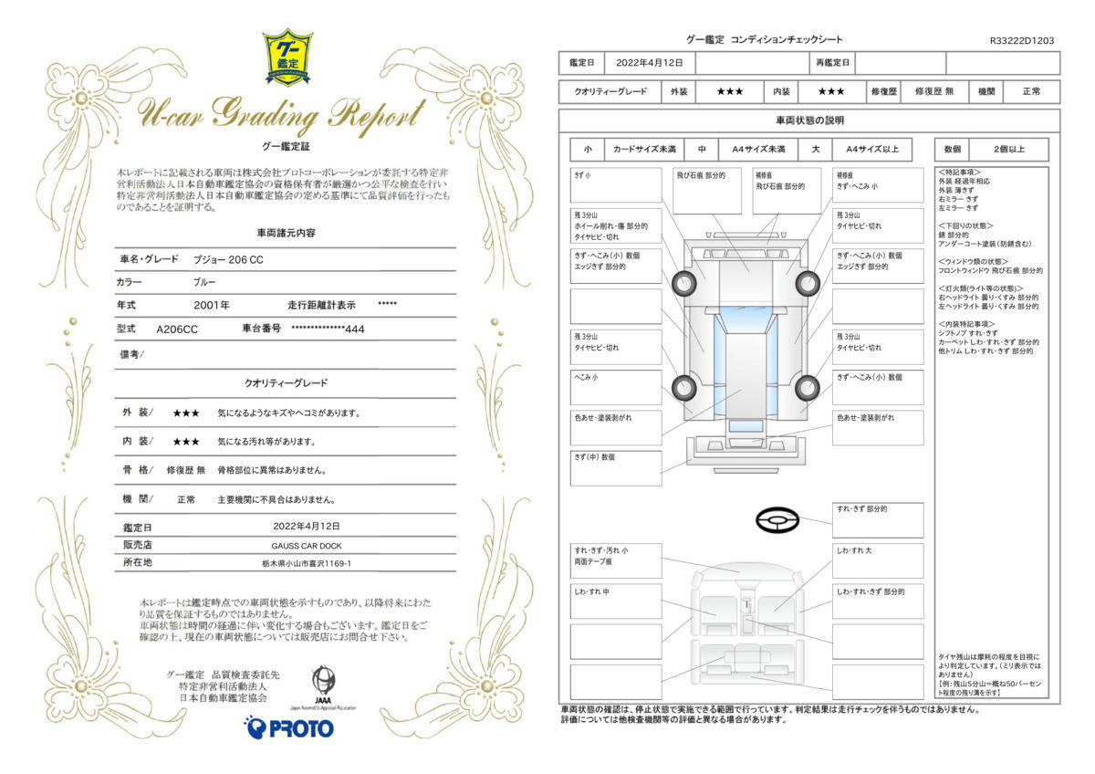 車両状態評価書