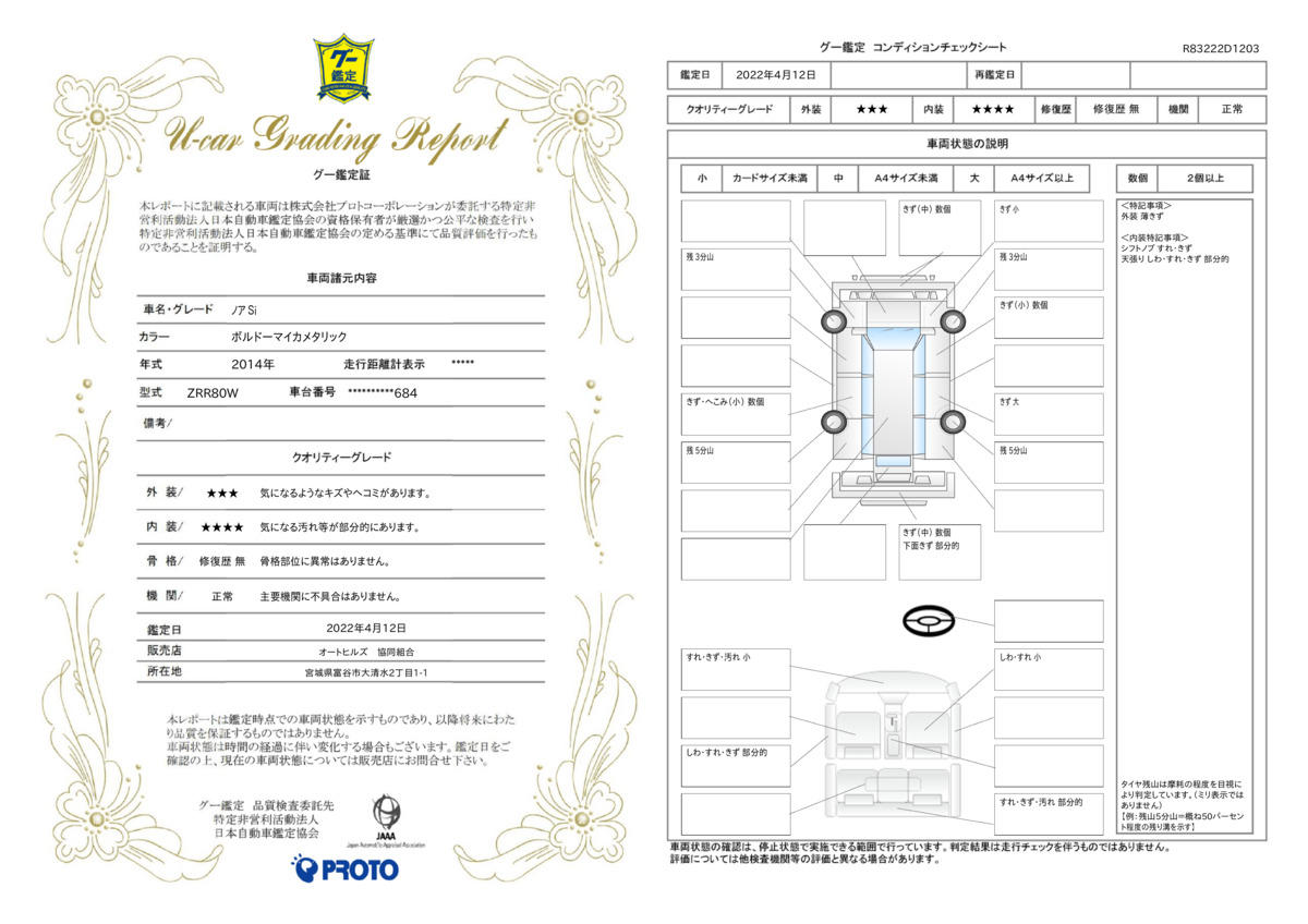 車両状態評価書