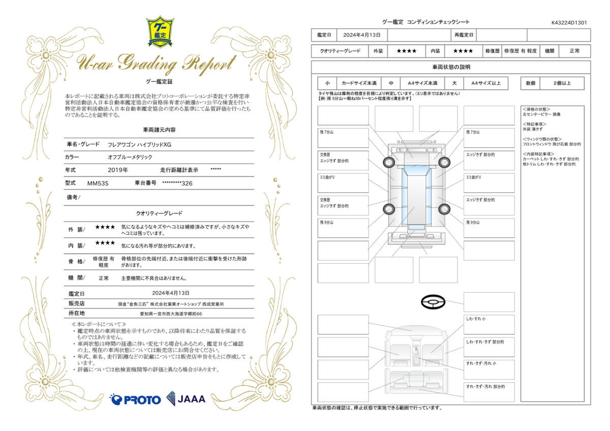 車両状態評価書