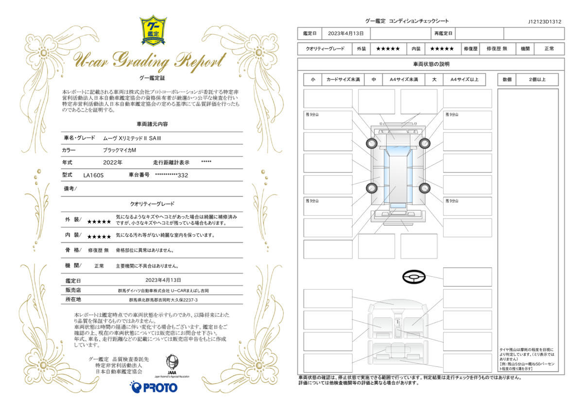 車両状態評価書