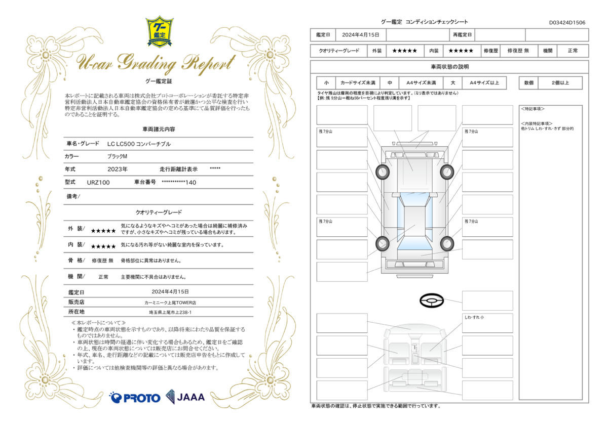 車両状態評価書