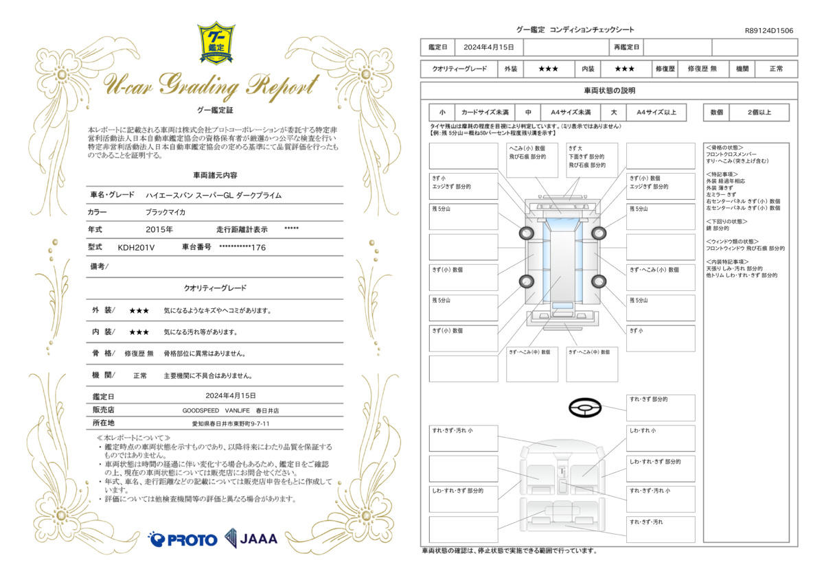 車両状態評価書