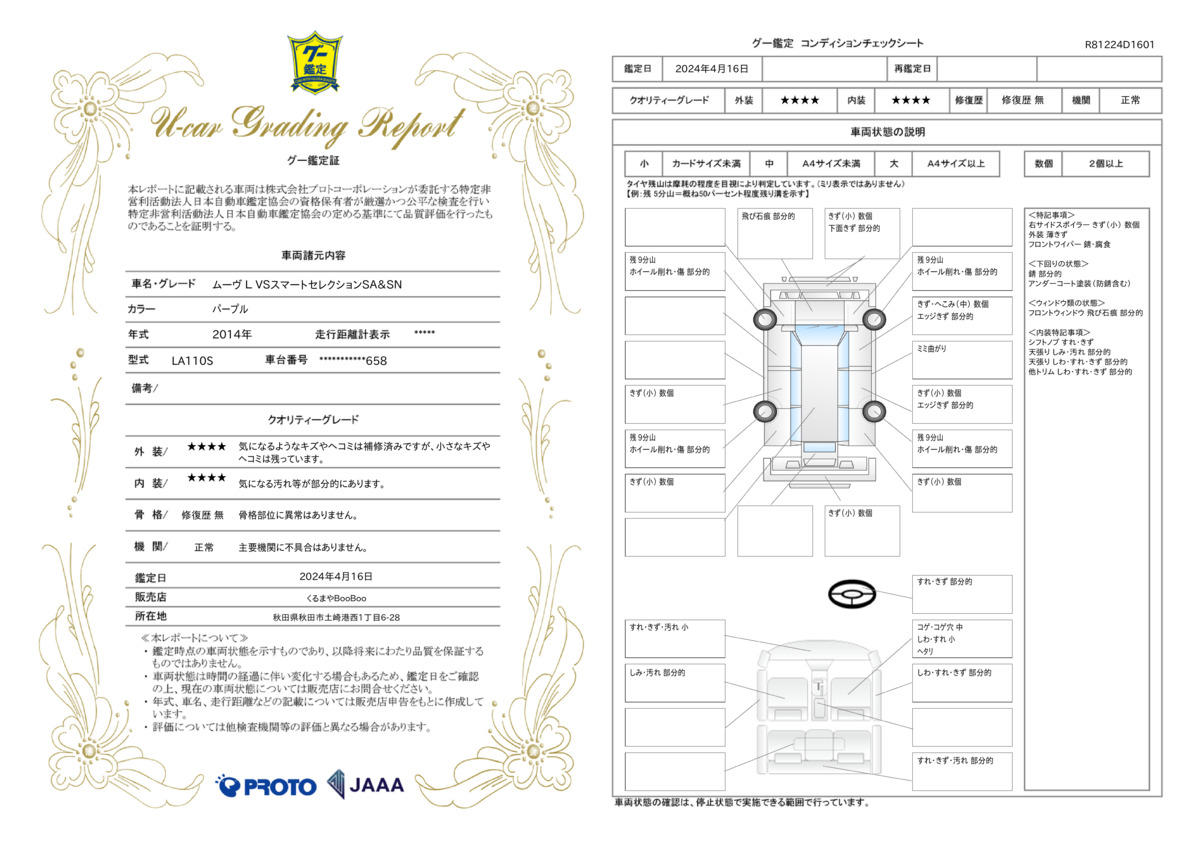 車両状態評価書