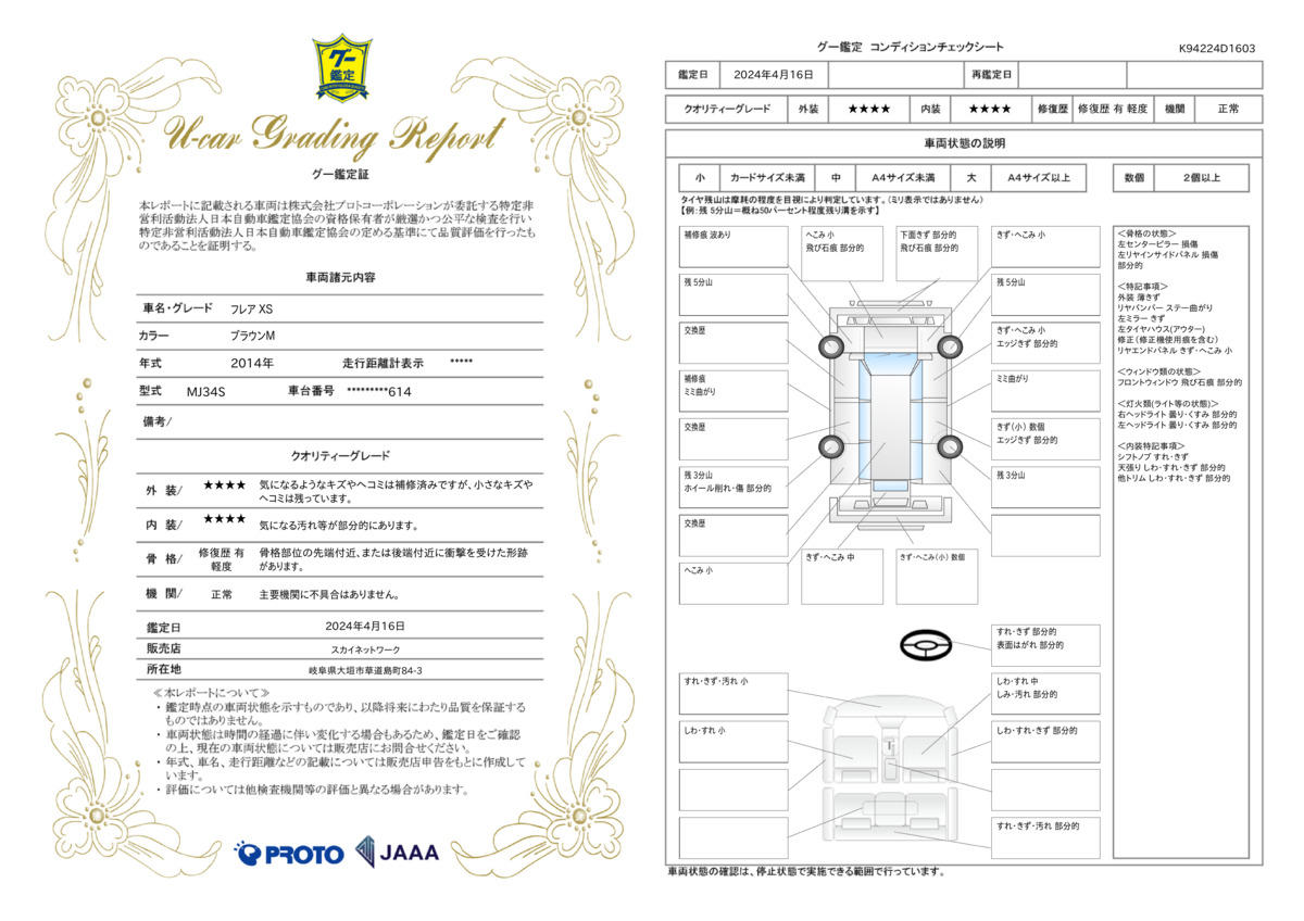 車両状態評価書