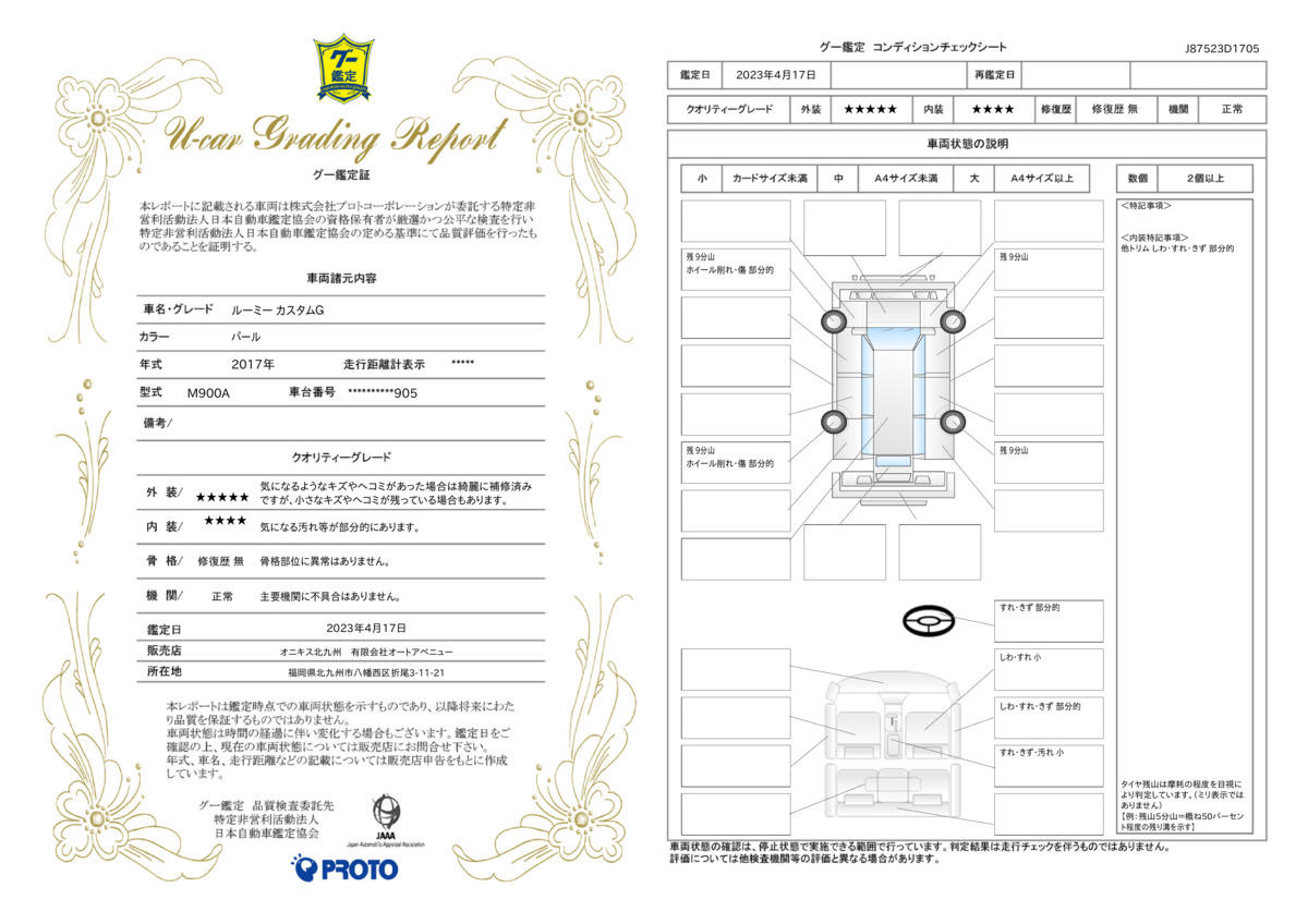 車両状態評価書