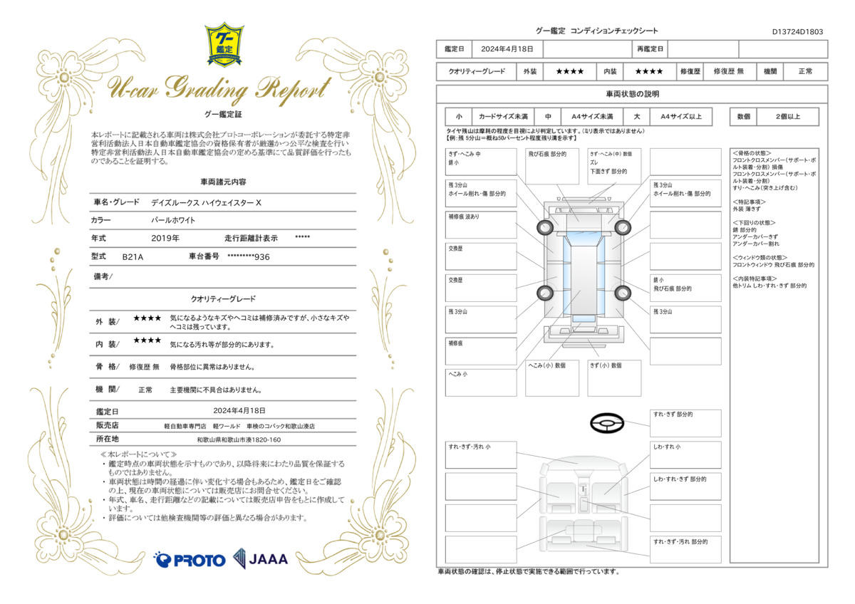 車両状態評価書