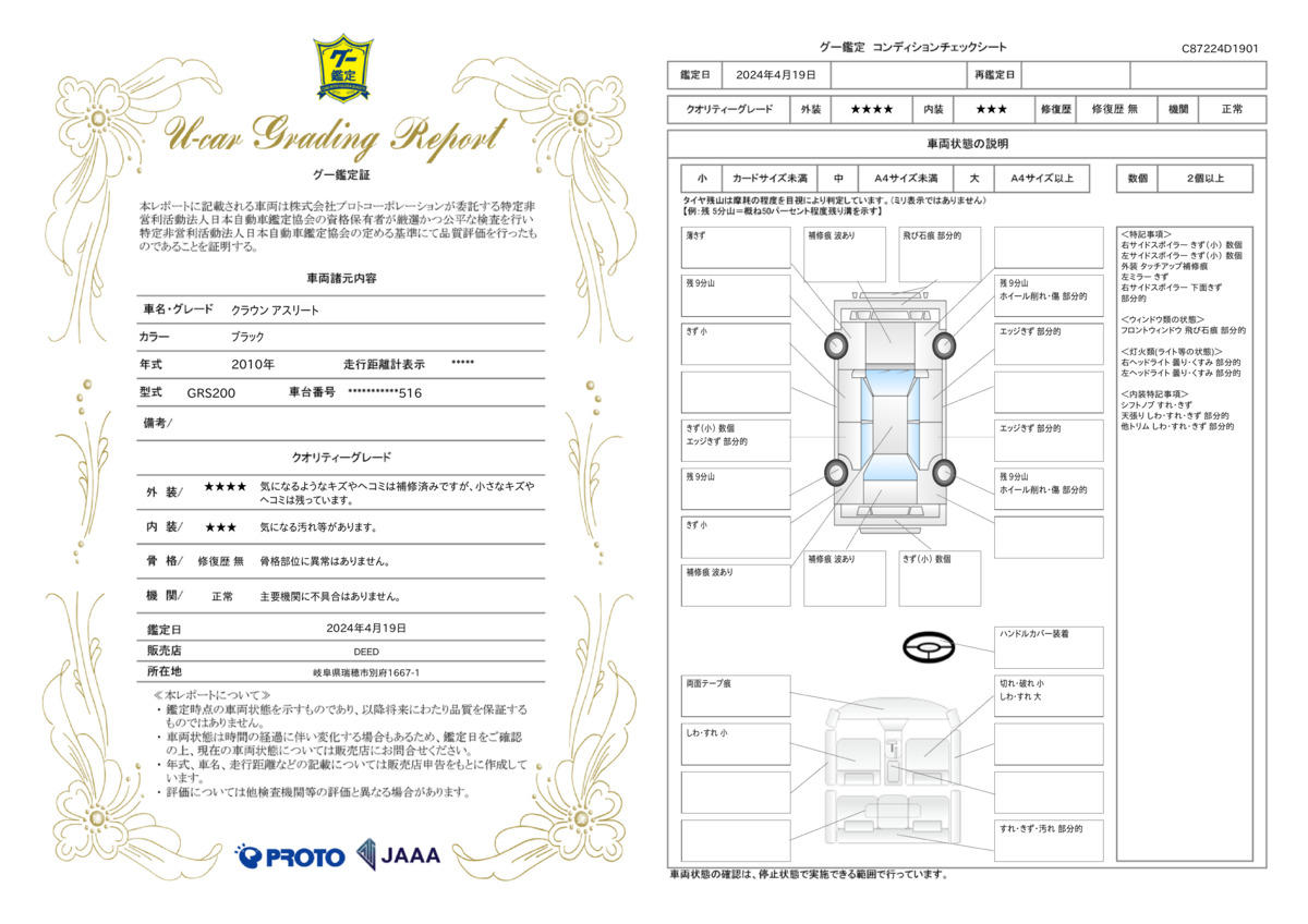 車両状態評価書